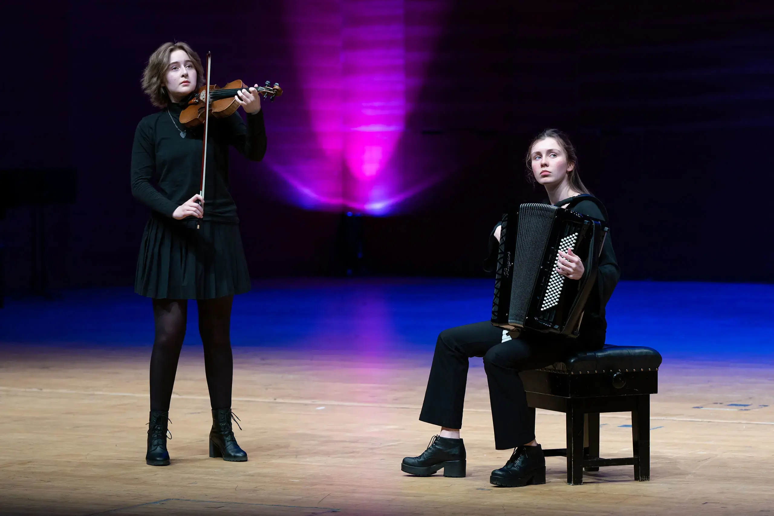 St Mary's Music School pupils performing together on accordion and violin