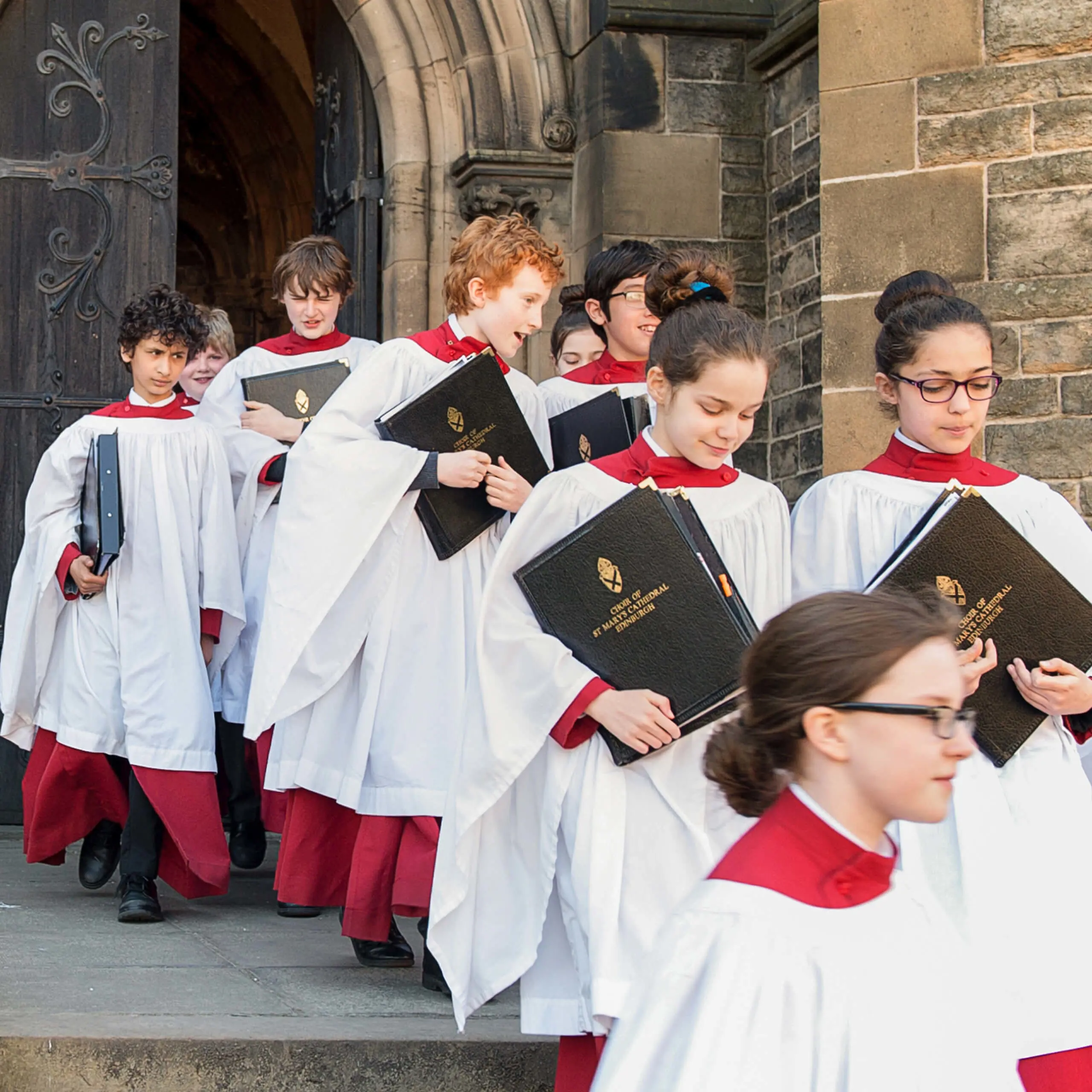 St Mary's Episcopal Cathedral choristers processing out of cathedral