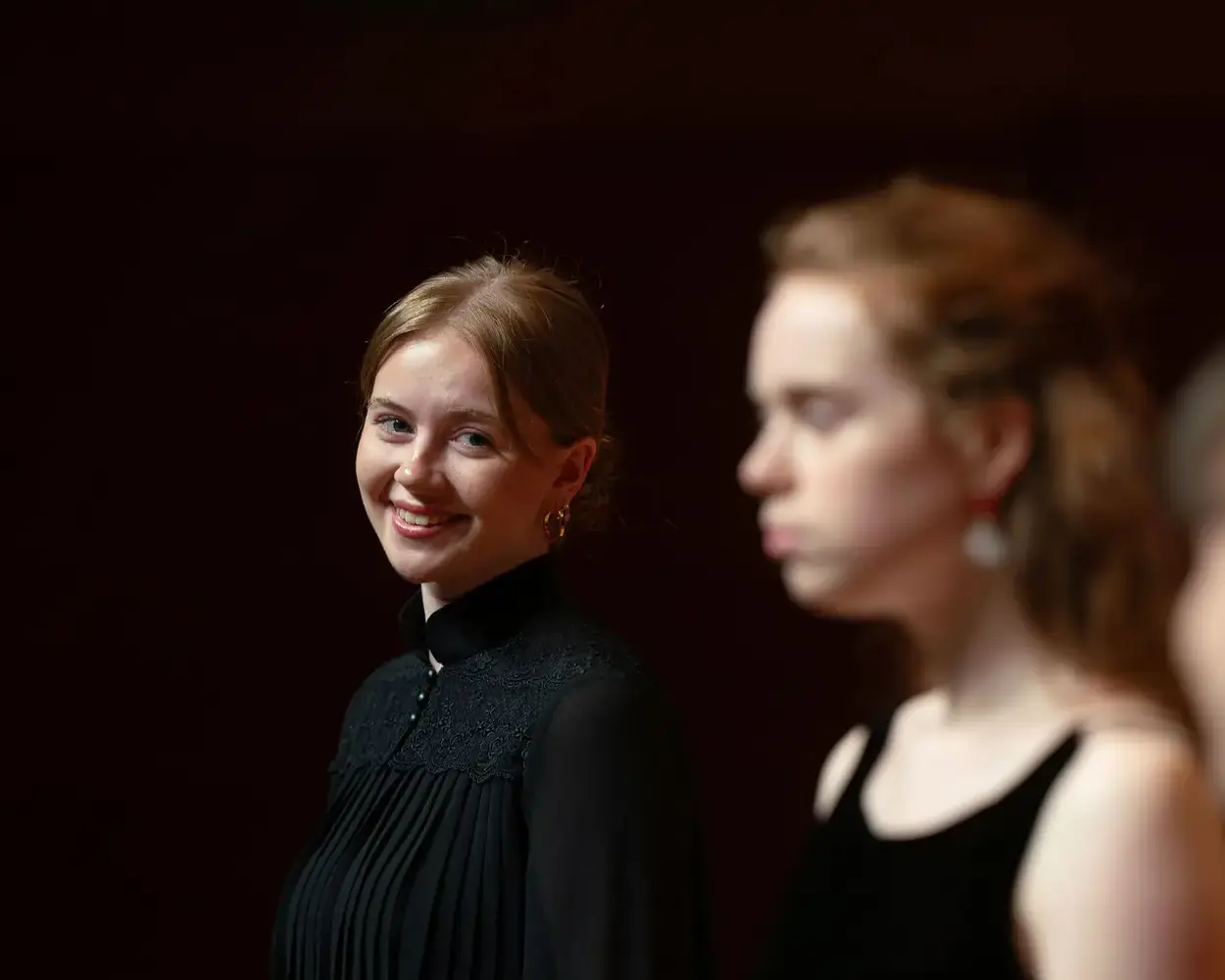 Vocal pupils on stage at St Mary's Music School, Edinburgh