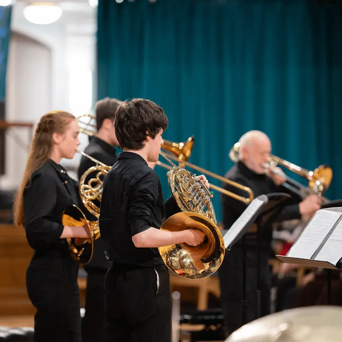 Pupils playing in a brass ensemble