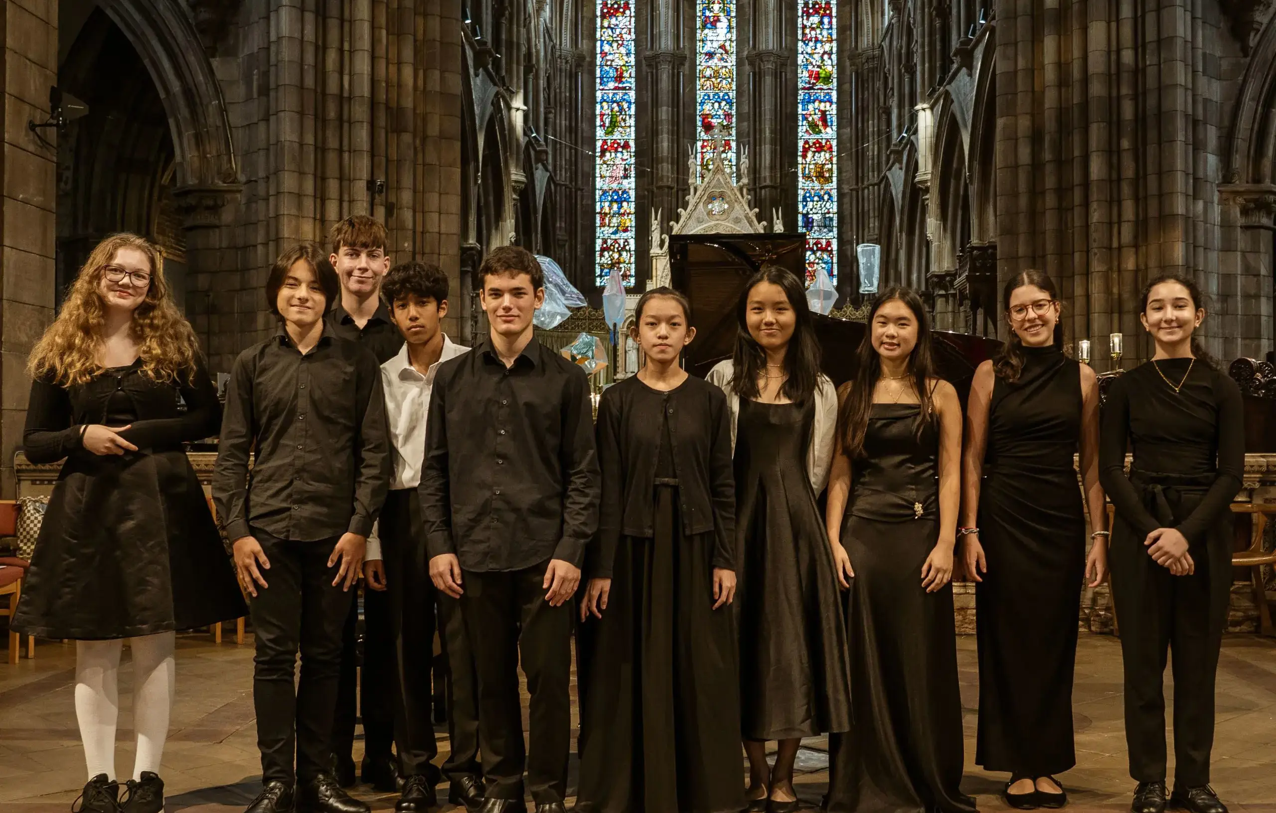 Piano summer school pupils at St Mary's Cathedral, Edinburgh